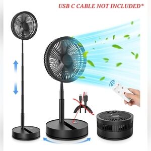 Portable 9" Folding Rechargeable Fan | Adjustable Height | Remote Control